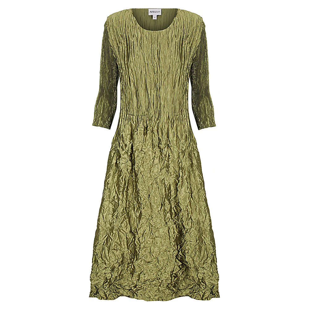 Alquema | 3/4 Sleeve Smash Pocket Dress / Glossy Olive