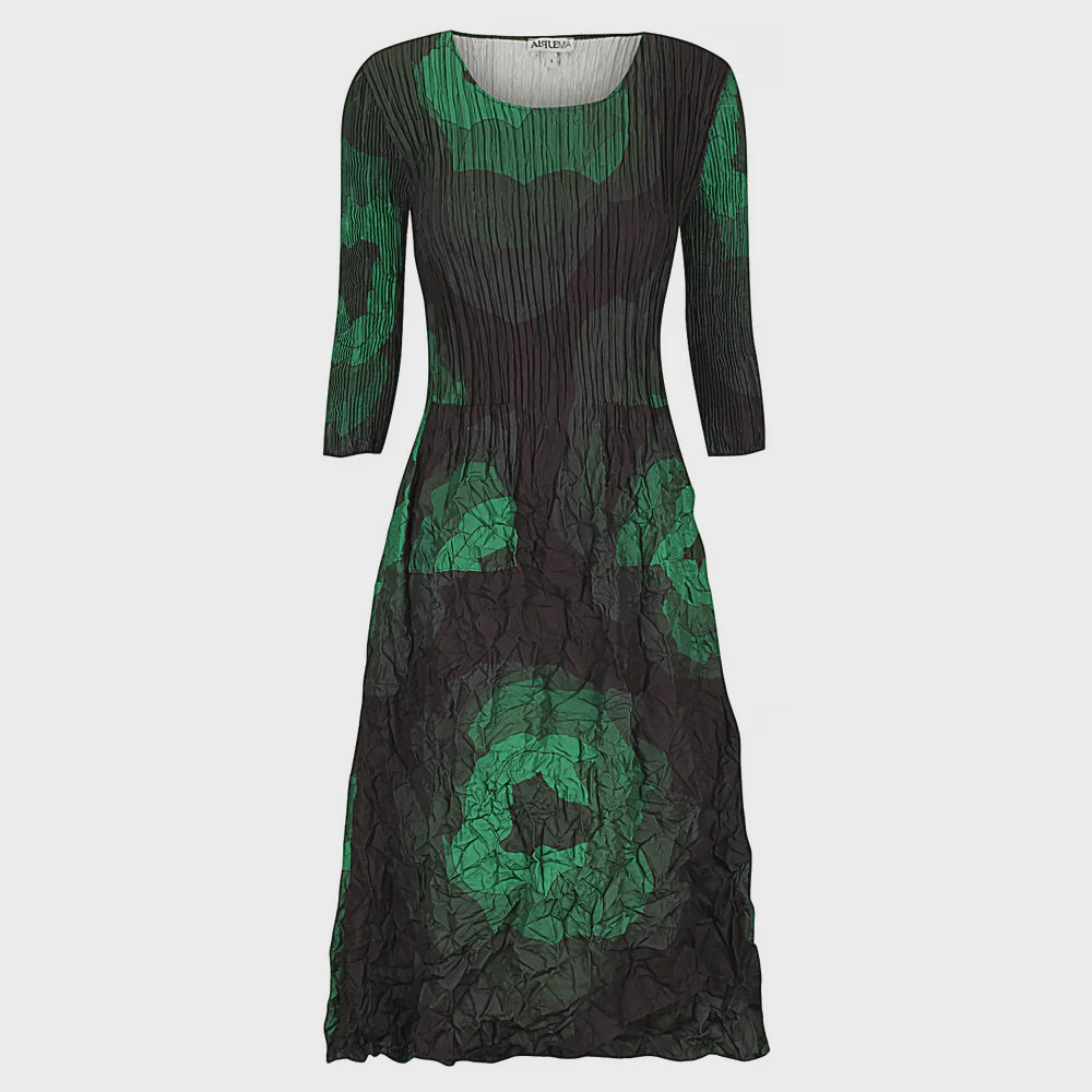 Alquema | 3/4 Sleeve Smash Pocket Dress / Forest Rose