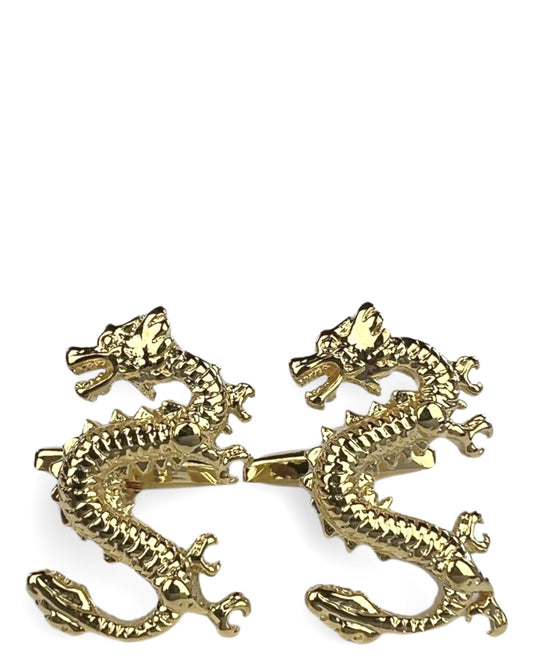 Chinese Dragon Cufflink - Gold