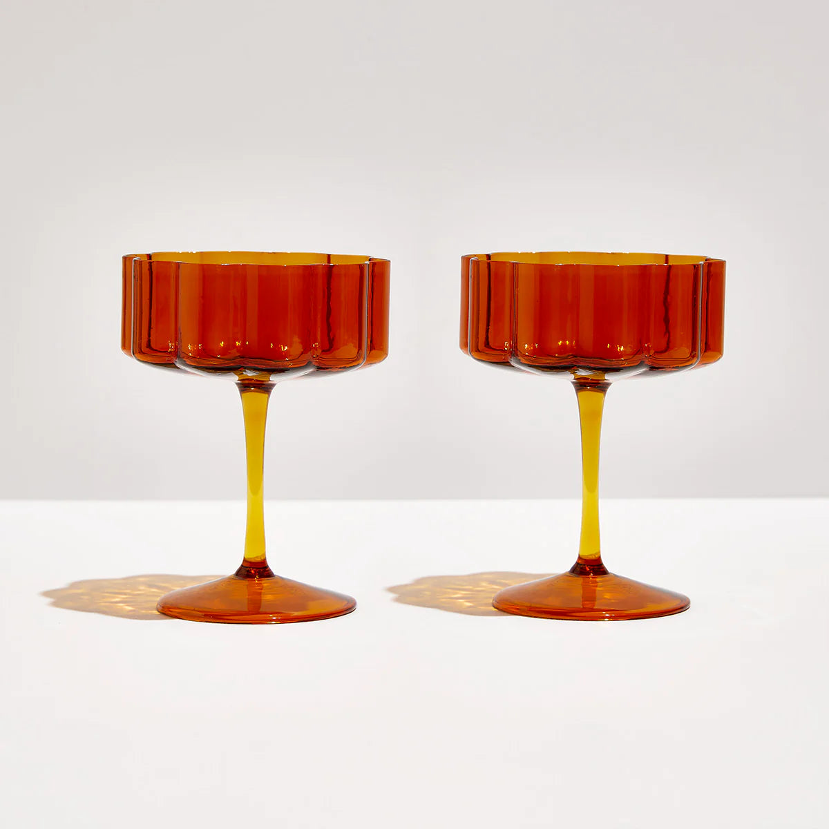 TWO x WAVE COUPE GLASSES - AMBER