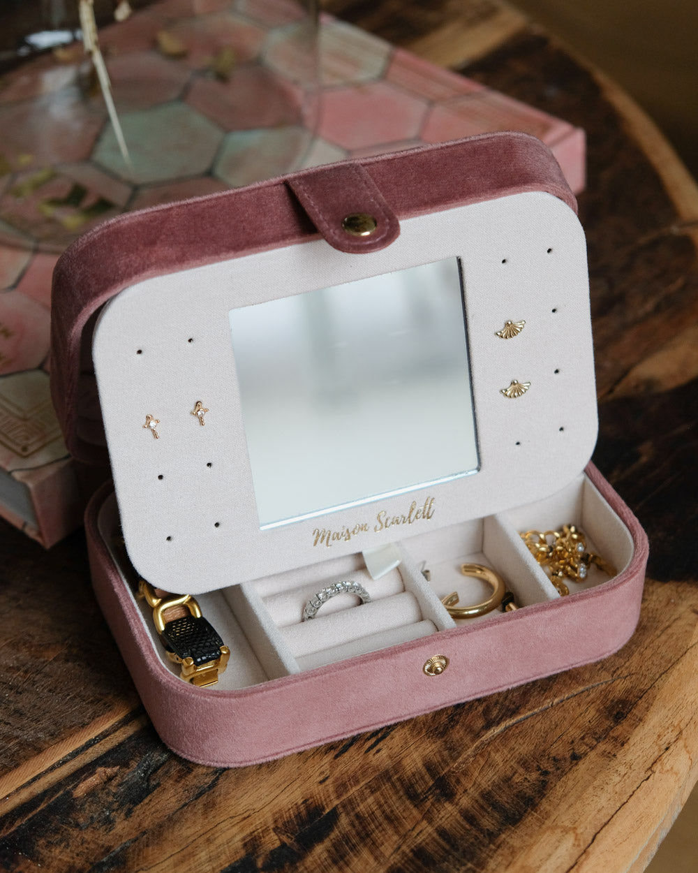 Brigitte Velvet Travel Jewellery Box - Rosewood