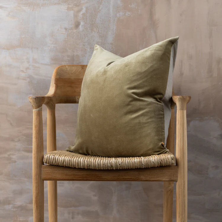 Linen/Velvet Cushion Range | Olive Square