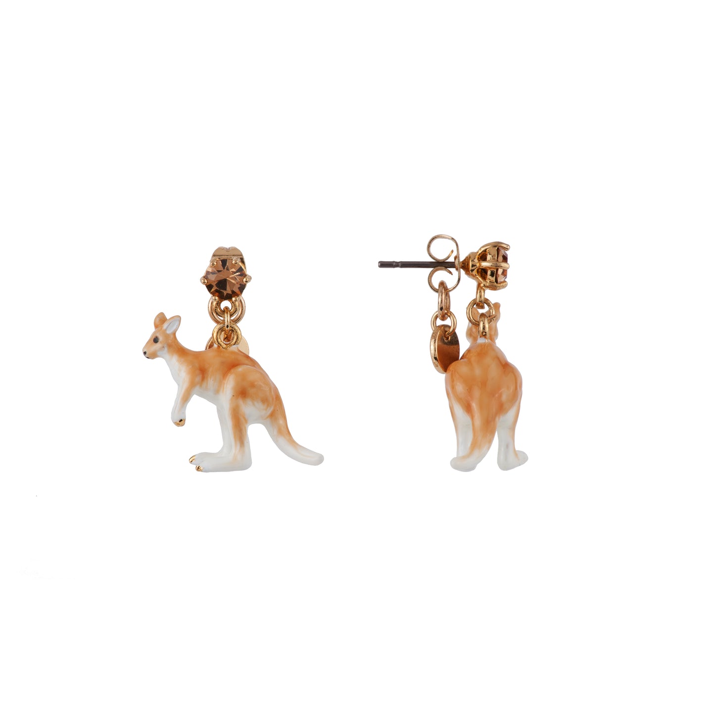 Animals From Australia Blue Rhinestone & Kangaroo Earrings