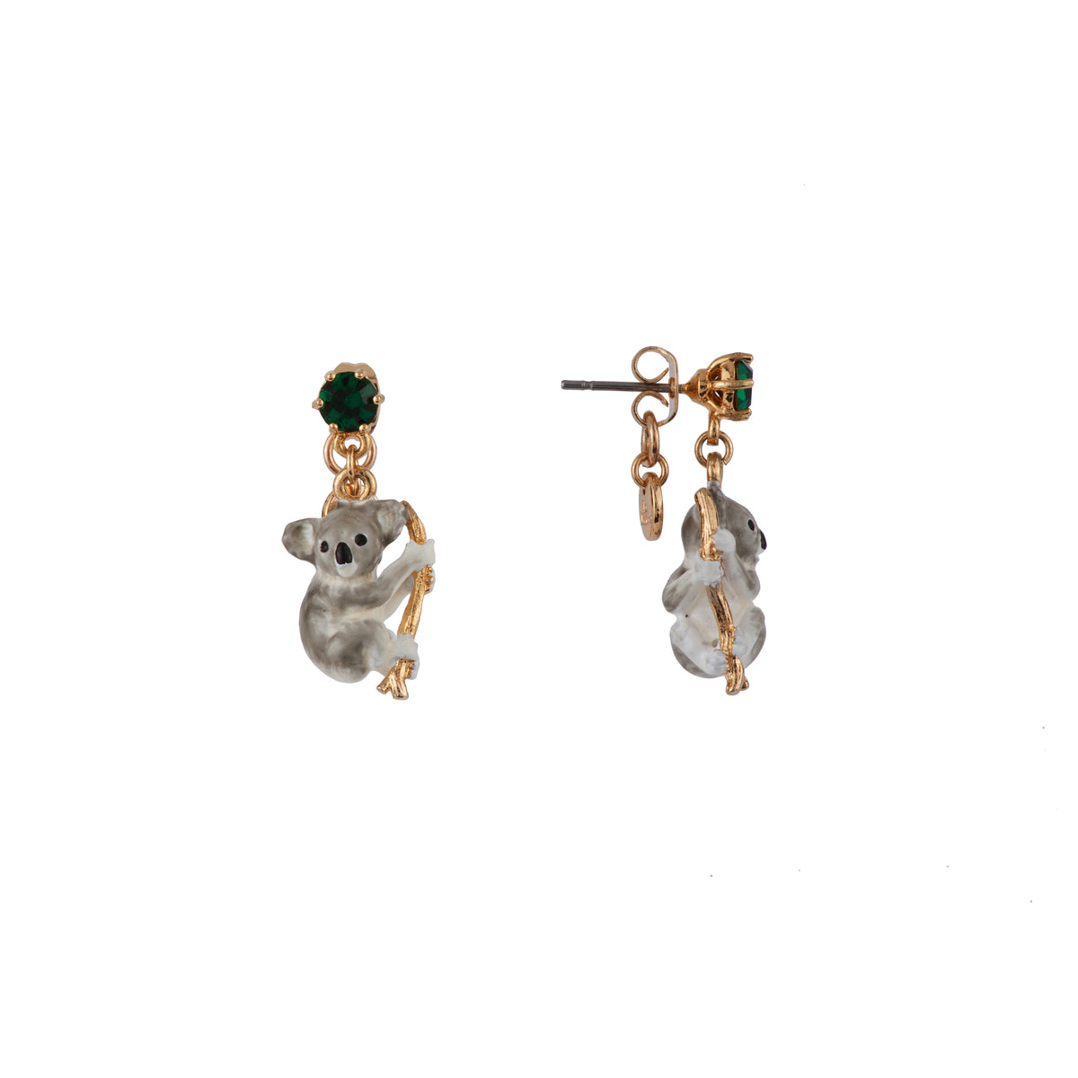Animals From Australia Green Rhinestone & Koala Earrings | ACAU1021