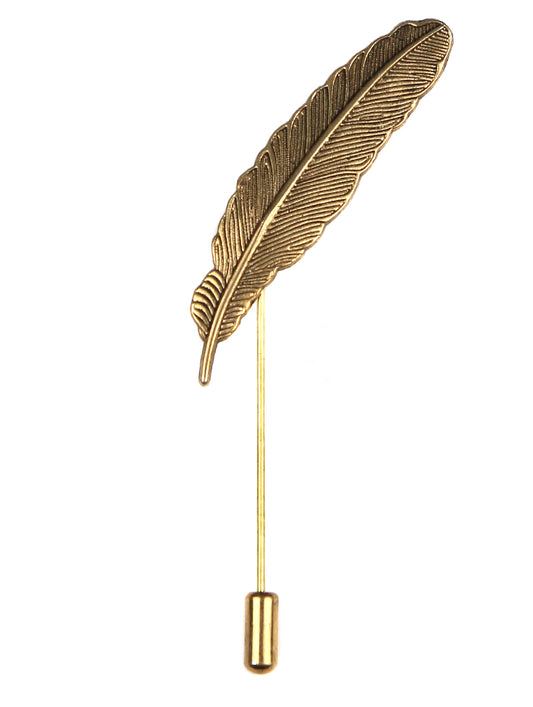 Feather Vintage Lapel Pin - Gold