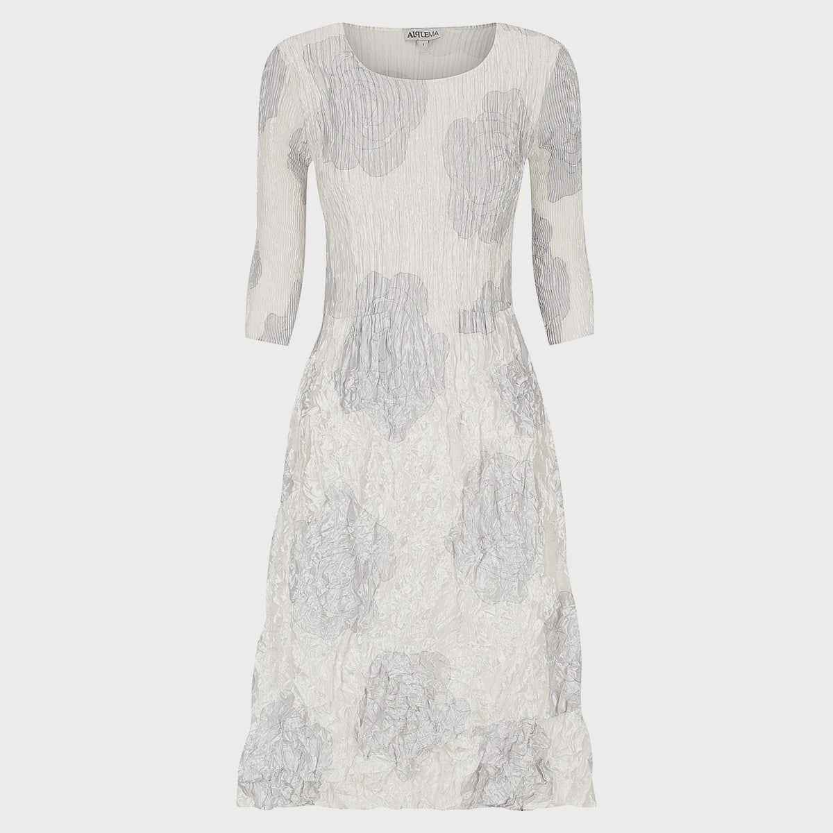 Alquema | 3/4 Sleeve Smash Pocket Dress / Glossy Silver Rose