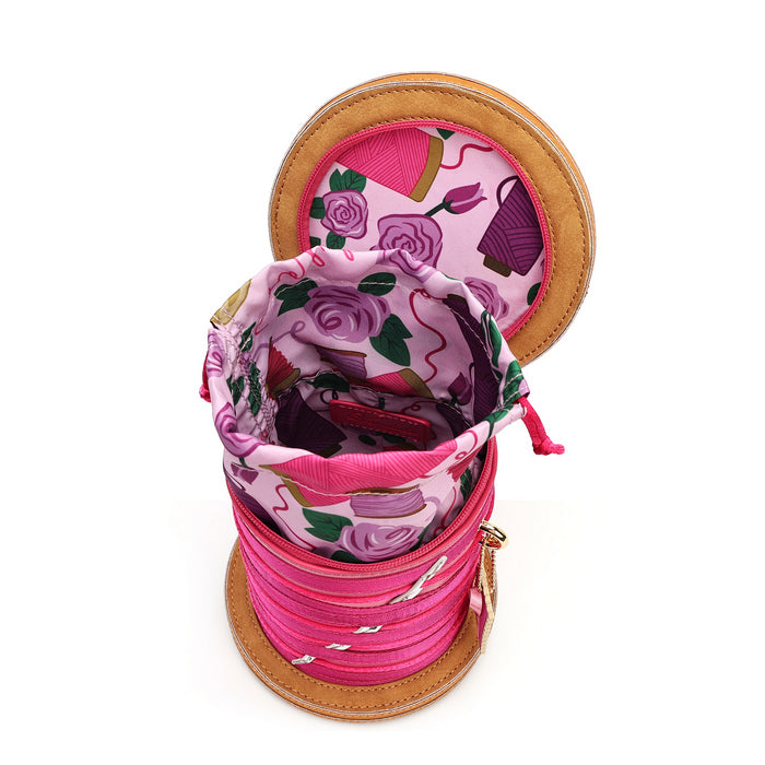 Pink Ribbon Sewing Box Scrapbook - Cotton Reel Bag - Vendula London Packshot Angle 9