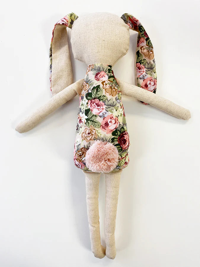 Petal Bunny Toy Large Pink Floral/ Large Floral In Chocolate & Burgundy Roses