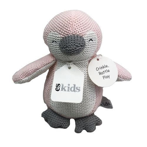 Knitted Penguin Rattle/Crinkler - 16cm