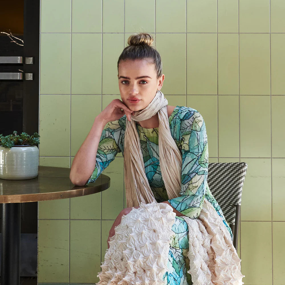 Alquema | 3/4 Sleeve Smash Pocket Dress / Paper Leaf