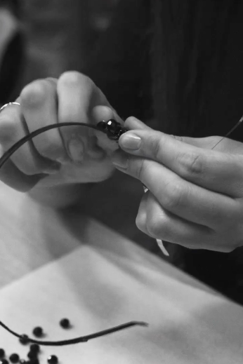 Handmade Beaded Headband - Black