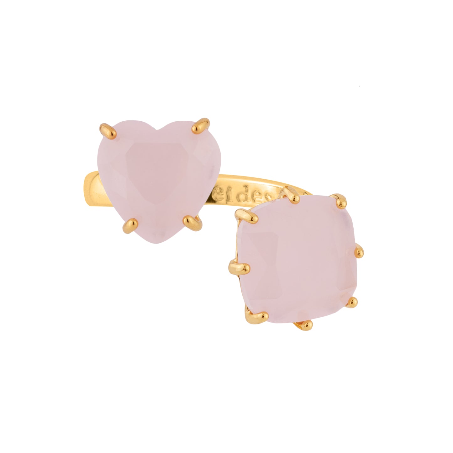 Pink Heart And Square Stones La Diamantine Adjustable You And I Rings | ULD618