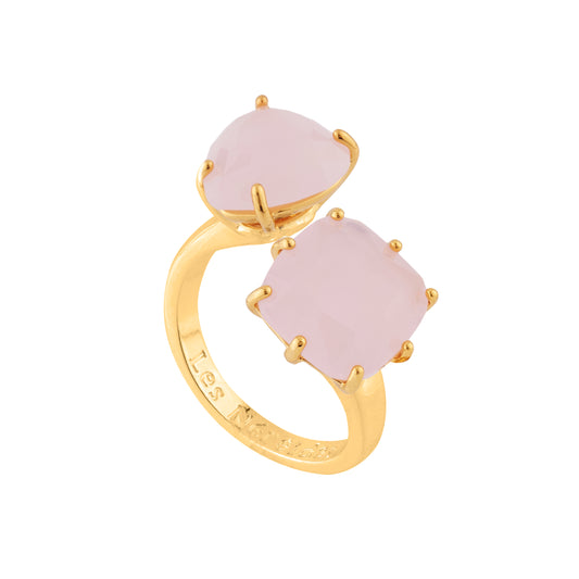 Pink Heart And Square Stones La Diamantine Adjustable You And I Rings | ULD618