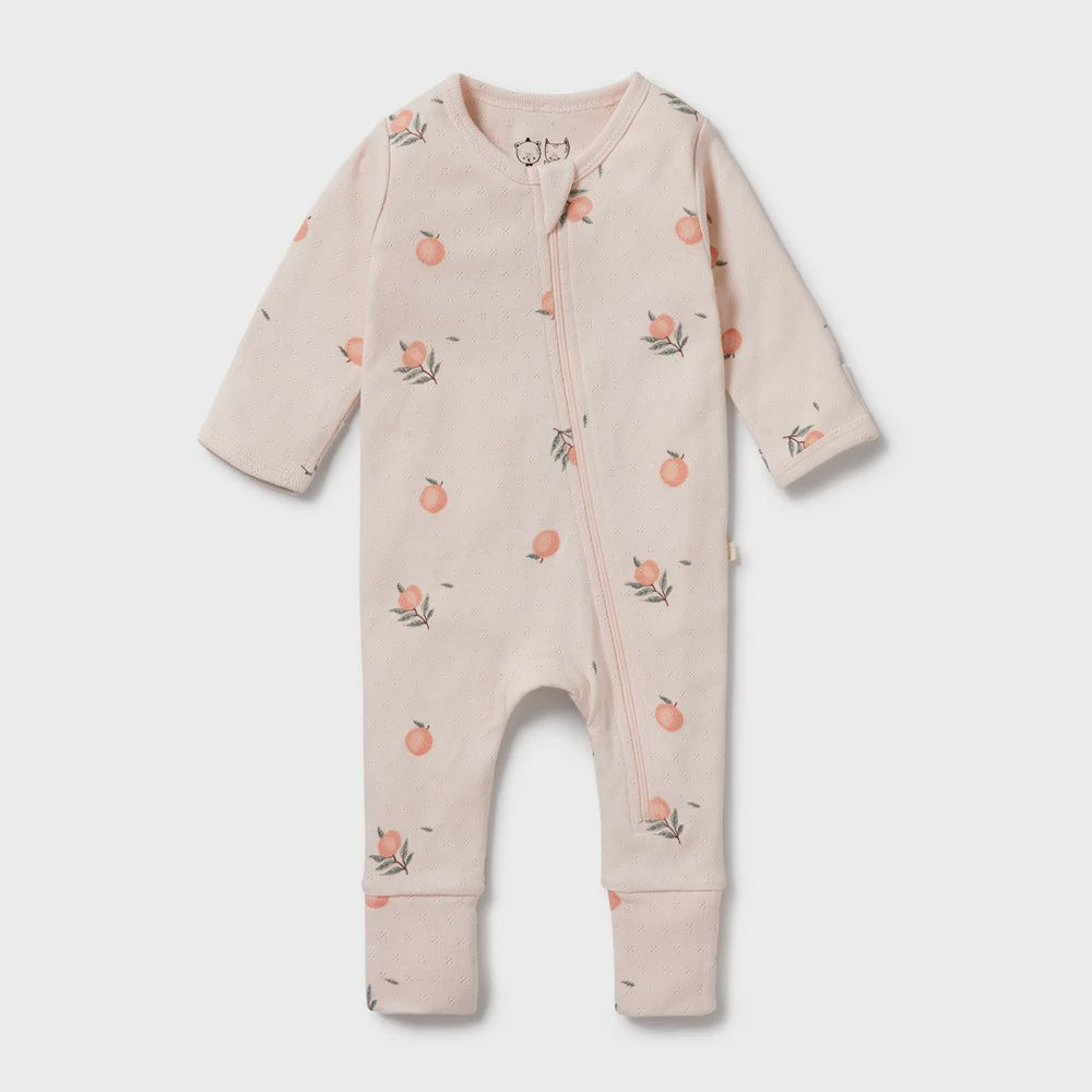 Peaches Organic Pointelle Zipsuit with Feet