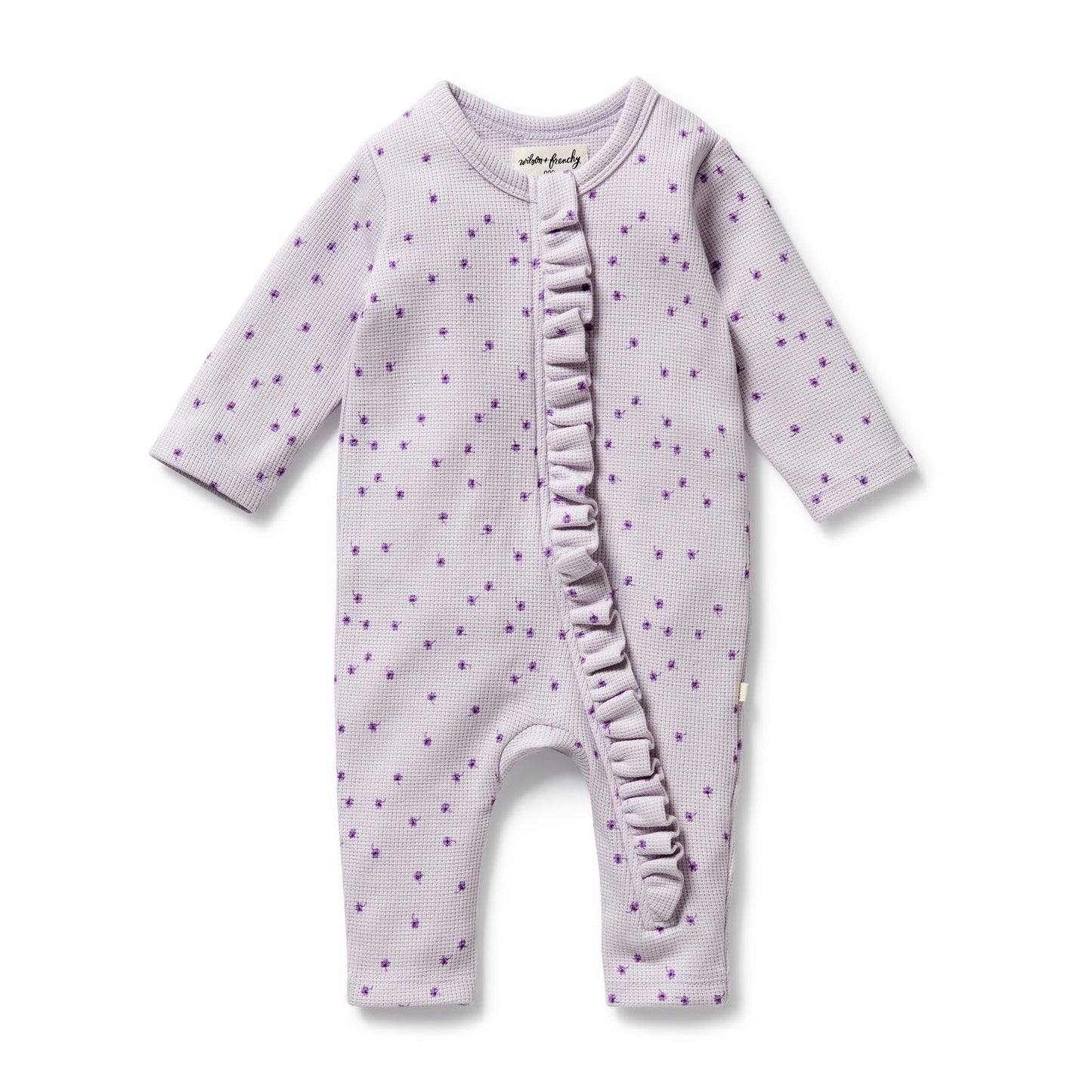 Lulu Daisy Organic Waffle Ruffle Zipsuit