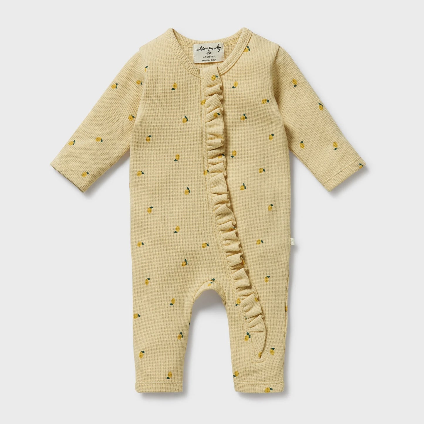Little Lemon Organic Waffle Ruffle Zipsuit