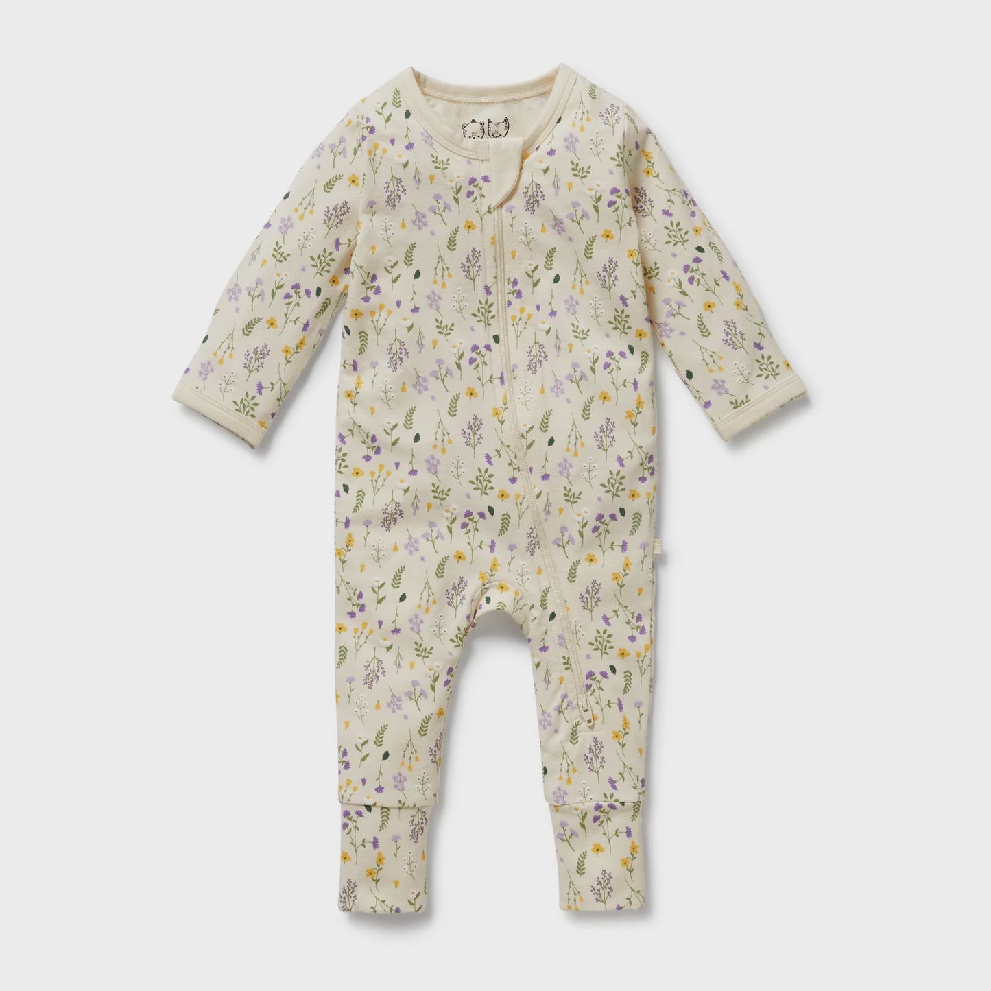 Bella Floral Organic Zipsuit with Feet