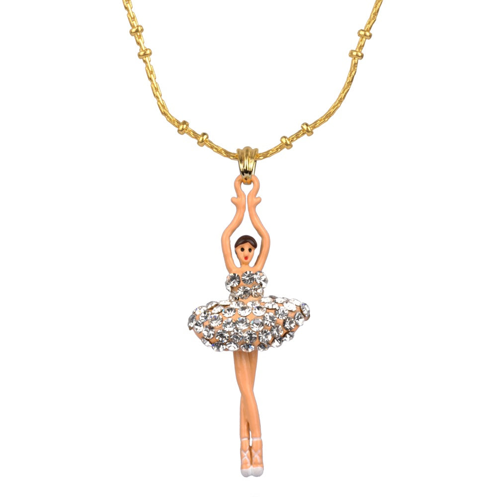 Pas De Deux Lux Ballerina Silver Crystal Necklace | ZDDL3593
