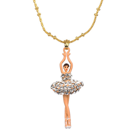 Pas de Deux Lux Ballerina Silver Crystal Necklace | ZDDL3593