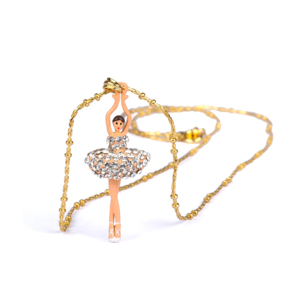 Pas De Deux Lux Ballerina Silver Crystal Necklace | ZDDL3593