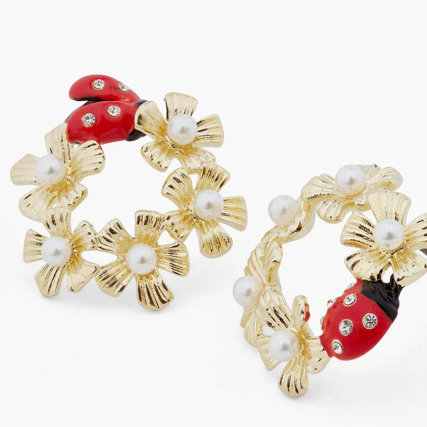 Anemone Halo And Ladybird Asymmetrical Earrings | ARLP1021