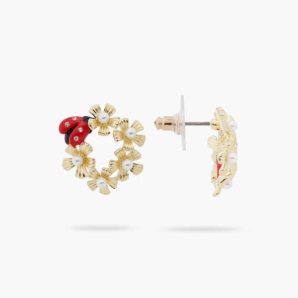 Anemone Halo And Ladybird Asymmetrical Earrings | ARLP1021