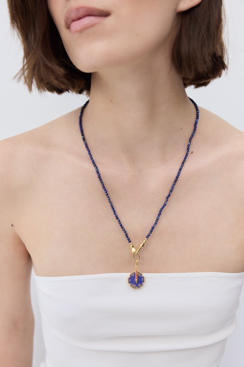 Thin Blue Lapis Lazuli Bead Necklace | AYPE3021 - Les Nereides