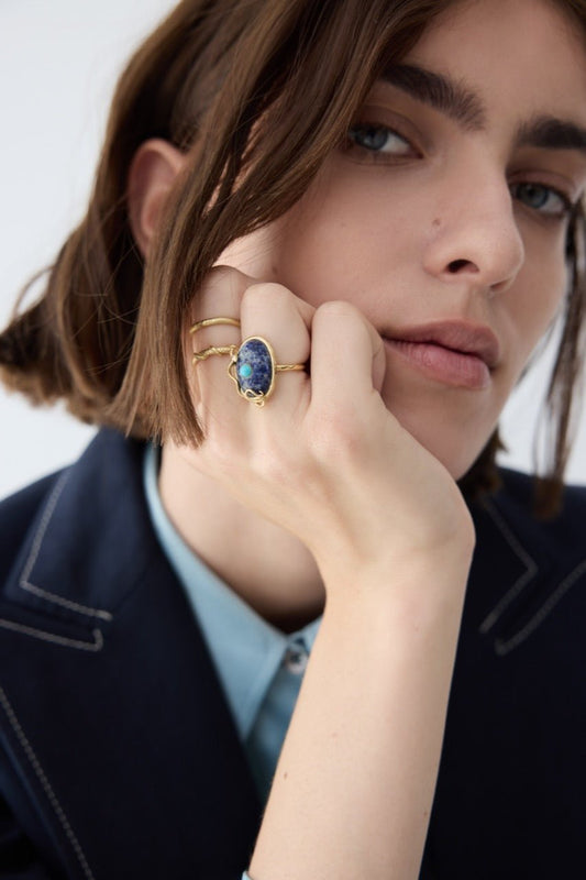 Gold Snake - Shaped Adjustable Spiral Ring | AYVA6021 - Les Nereides