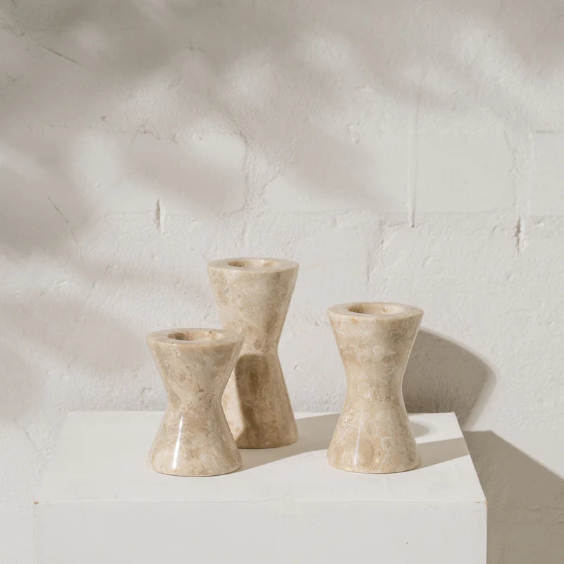 Bari Travertine Candle Holder