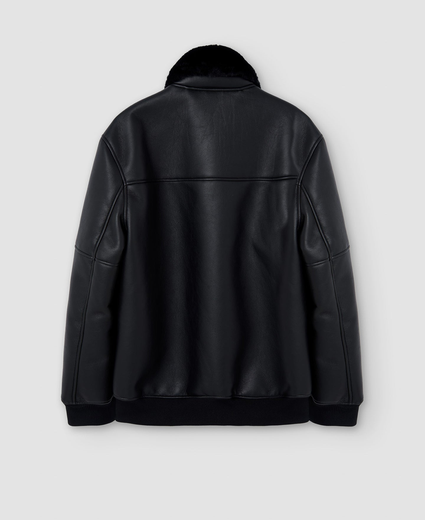 Men Ecoleather | Black Aviator Jacket With Patch Pockets by Spanish designer Adolfo Dominguez