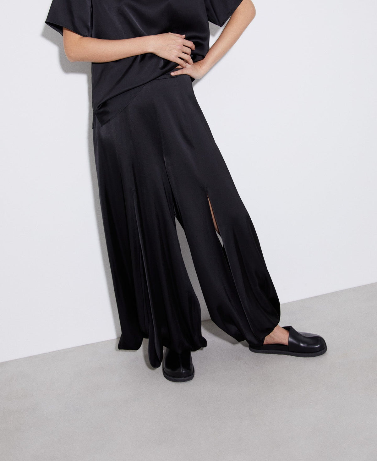 Women Trousers | Black Fluid Viscose Trousers by Spanish designer Adolfo Dominguez