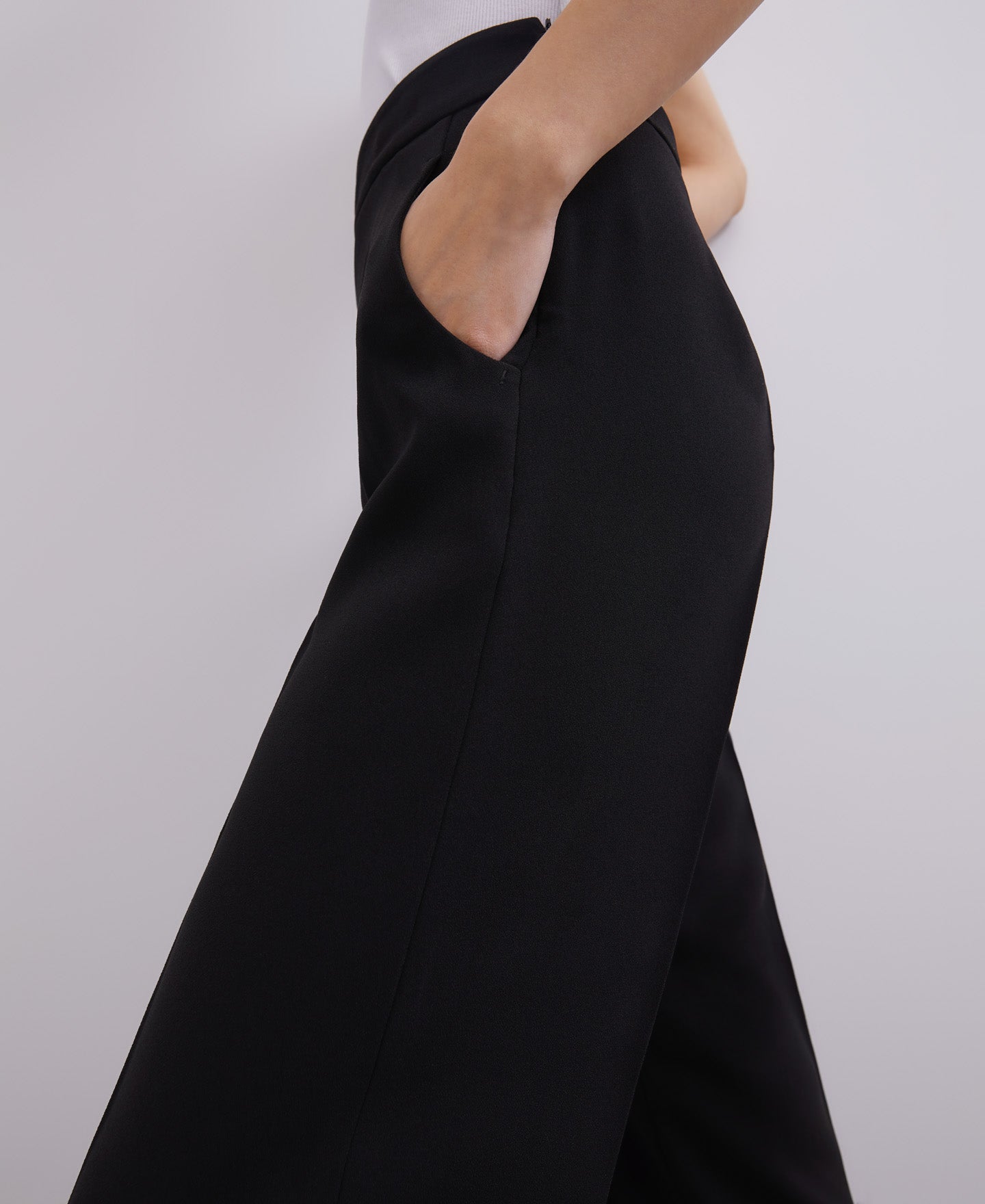 Women Trousers | Black High-Waisted Straight Trousers by Spanish designer Adolfo Dominguez