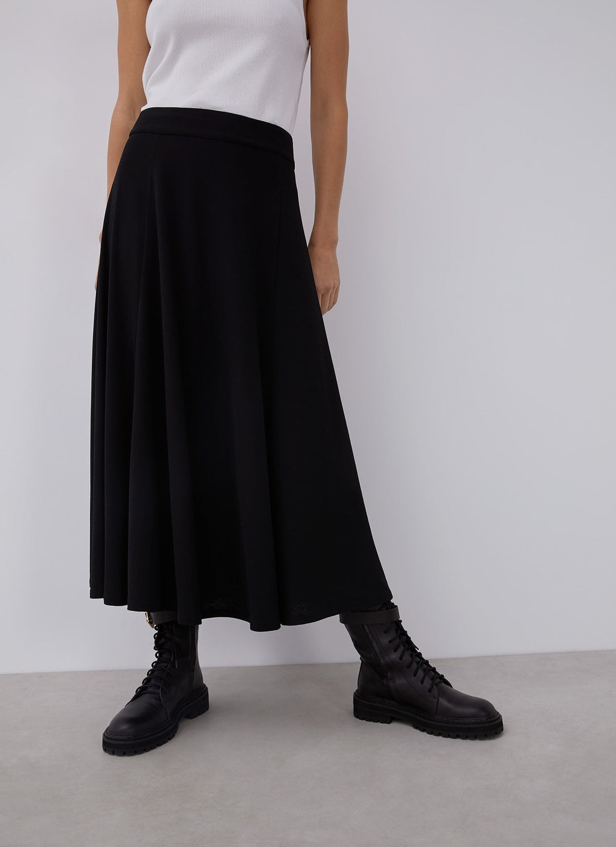 Women Skirt | Black Knitted Midi Skirt by Spanish designer Adolfo Dominguez