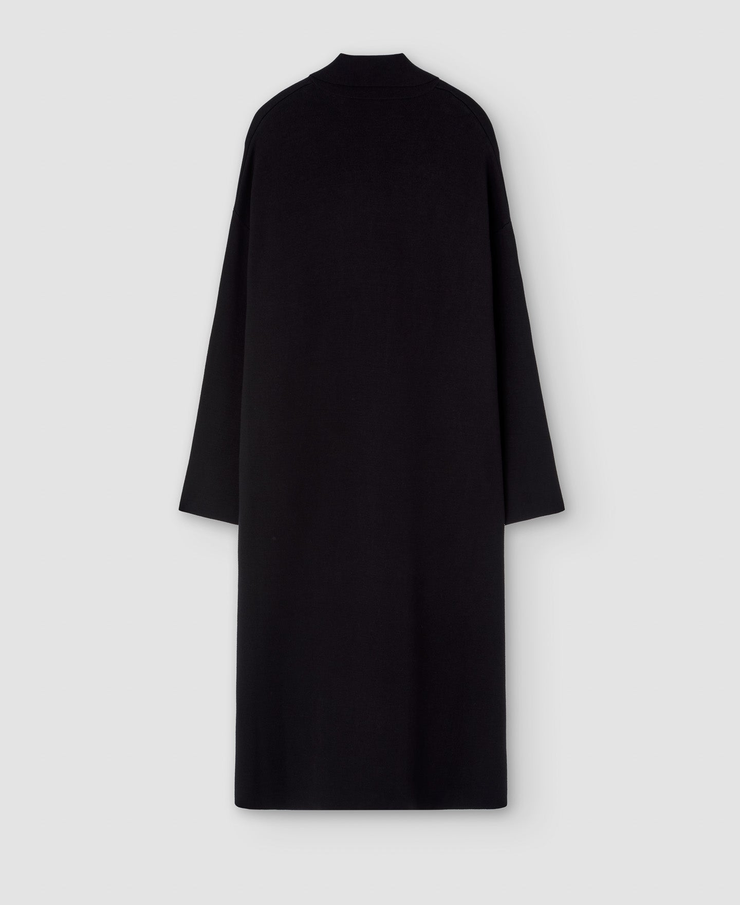 Women Coat | Black Lapel Knitted Coat by Spanish designer Adolfo Dominguez