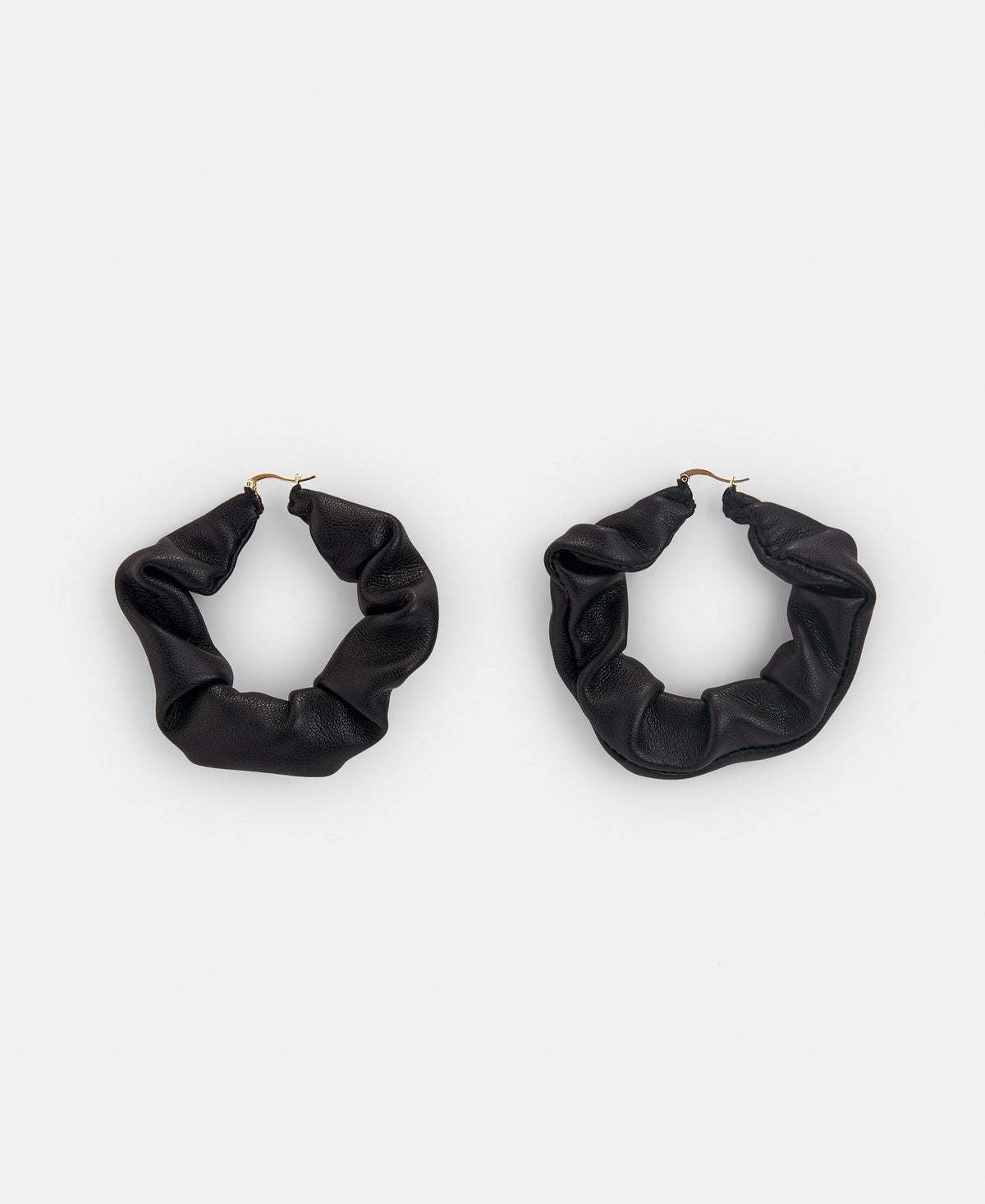Women Earrings | Black Leather Look Hoop Earrings by Spanish designer Adolfo Dominguez