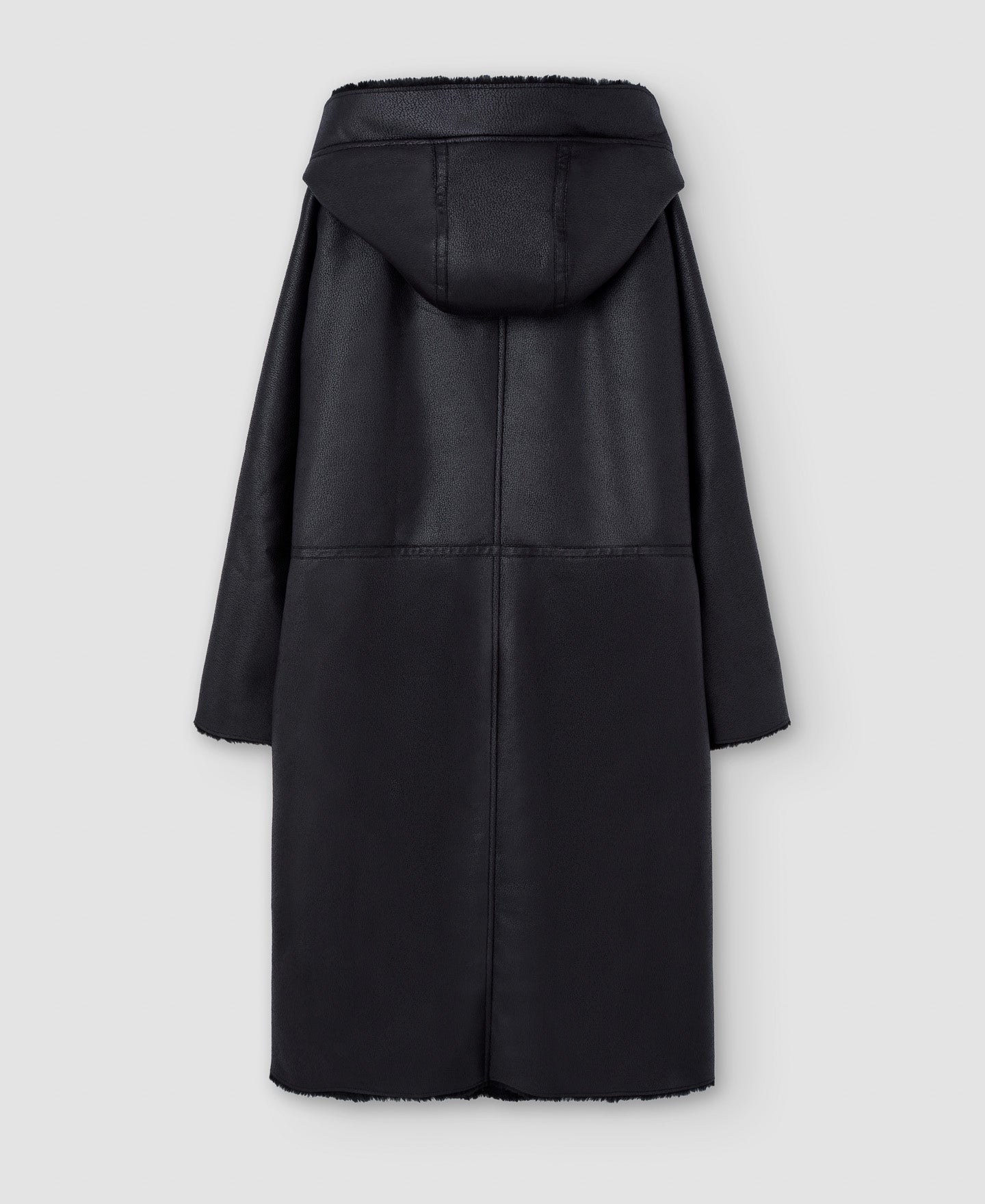 Women Ecoleather | Black Leather Textured Coat by Spanish designer Adolfo Dominguez