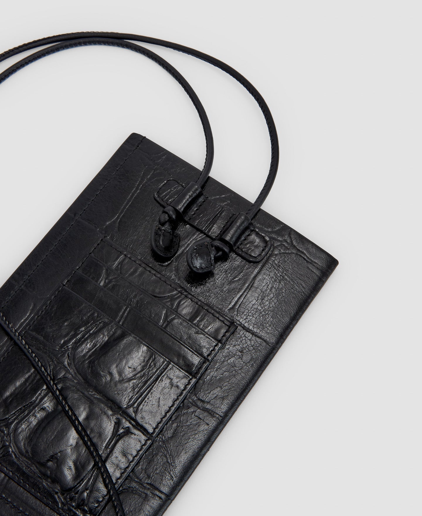 Women Wallet | Black Mobile Phone Holder In Coco Leather by Spanish designer Adolfo Dominguez