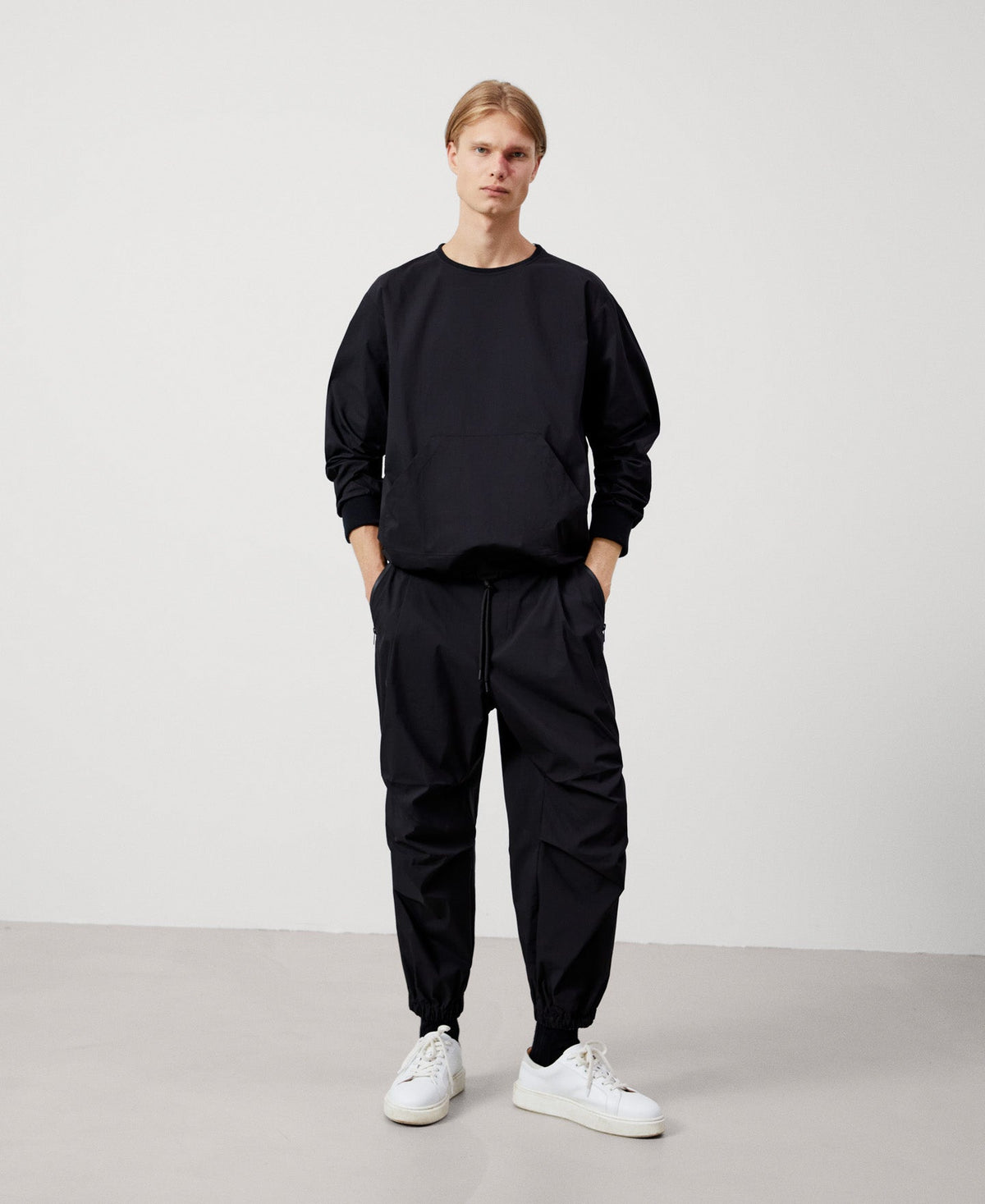Men Jumper | Black Organic Cotton Crew Neck Sweatshirt by Spanish designer Adolfo Dominguez