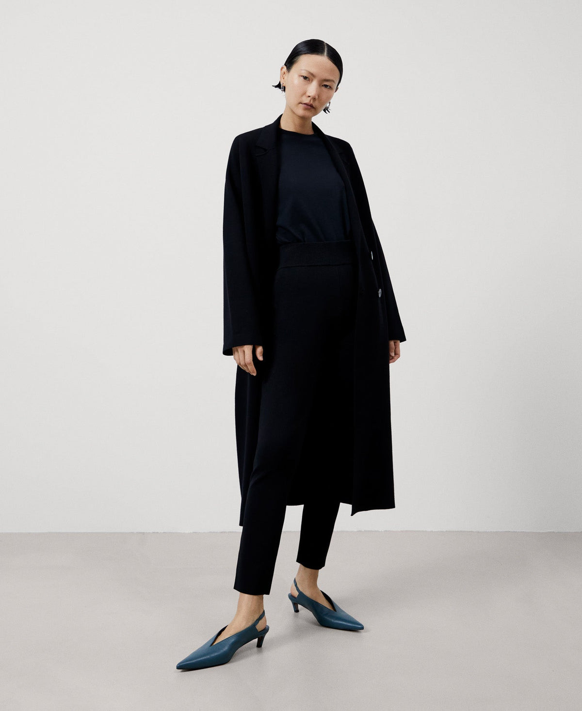 Women Trousers | Black Recycled Nylon Skinny Trousers by Spanish designer Adolfo Dominguez