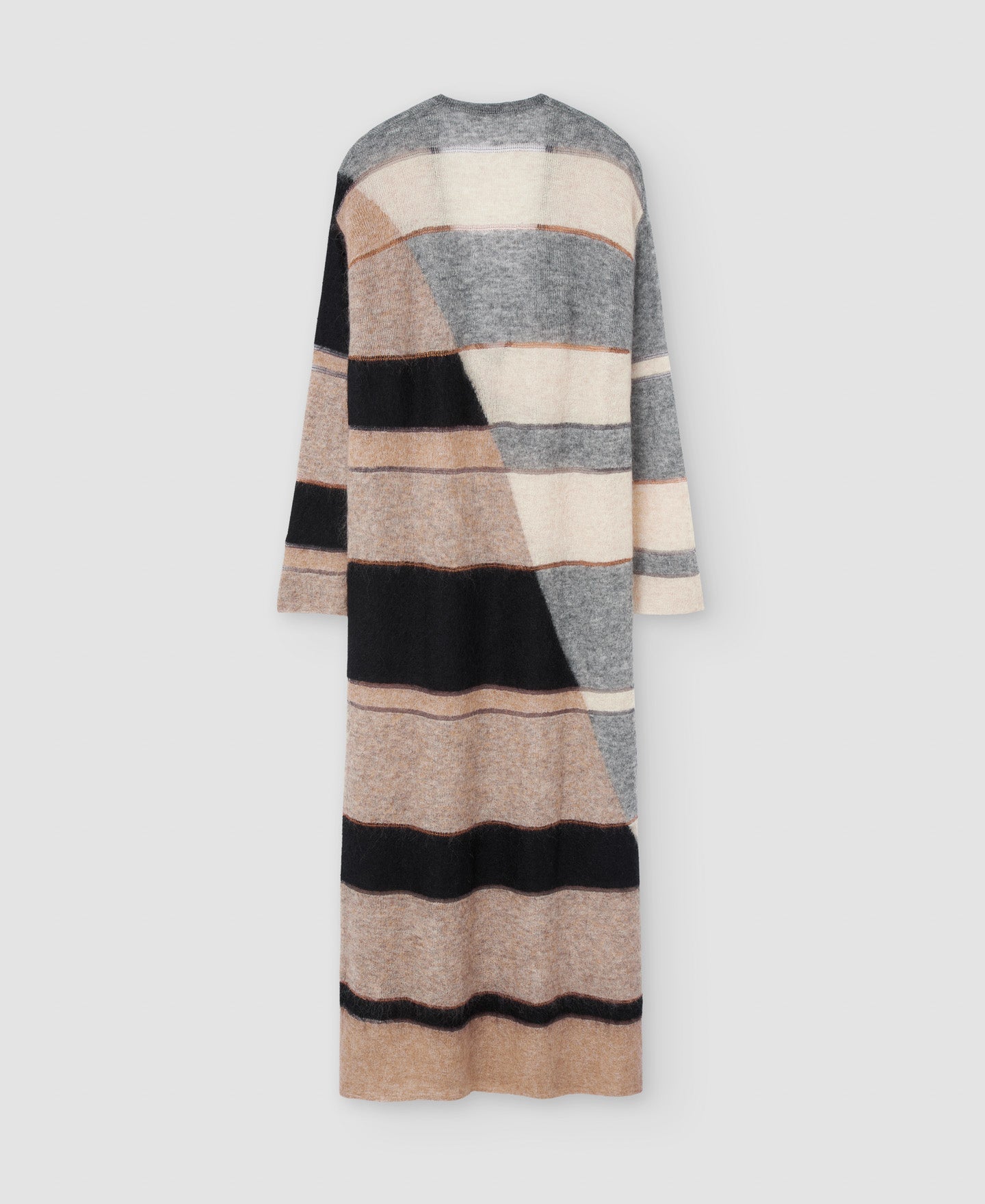 Women Dress | Black Stripe Long Striped Dress In Carded Mohair by Spanish designer Adolfo Dominguez
