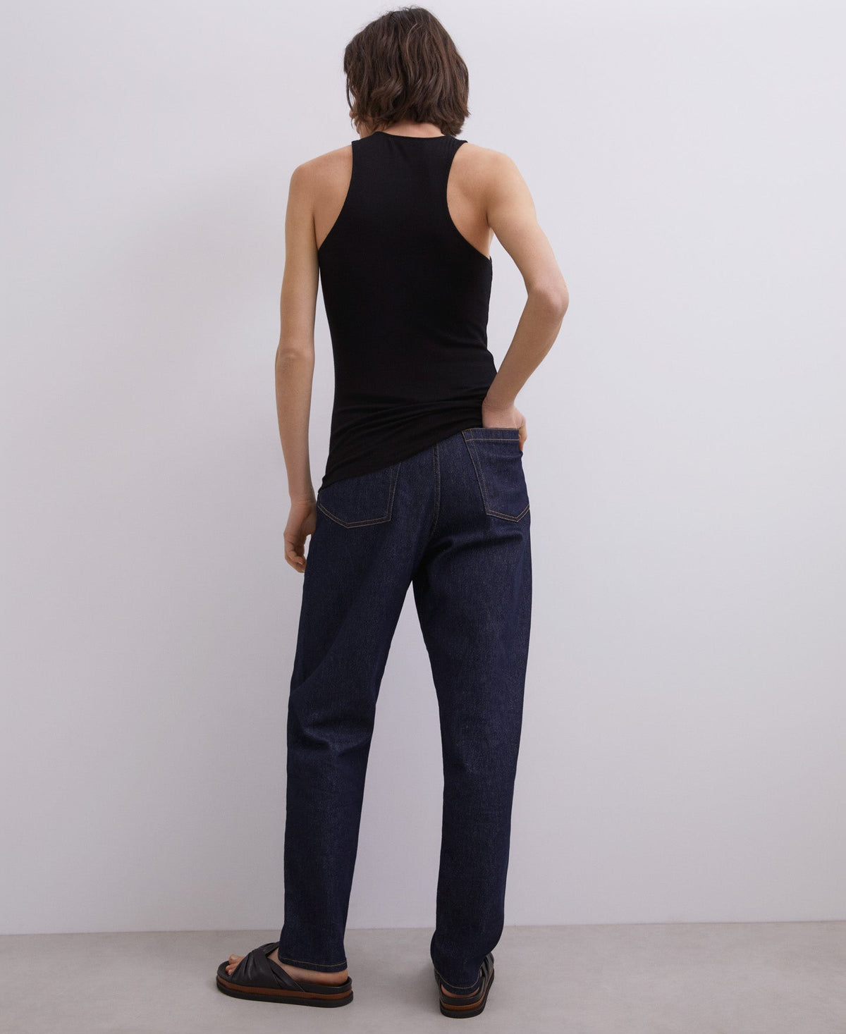Women T-Shirt (Short Sleeve) | Black Tank T-Shirt by Spanish designer Adolfo Dominguez