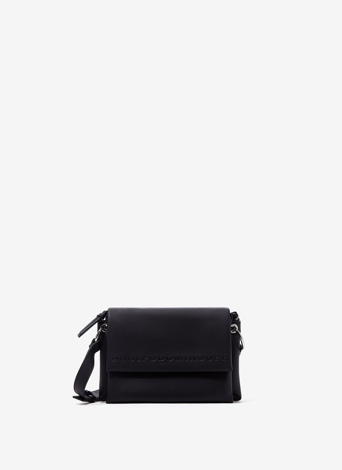 Women Bags | Black Vegan Leather Flap Cross Body Bag by Spanish designer Adolfo Dominguez