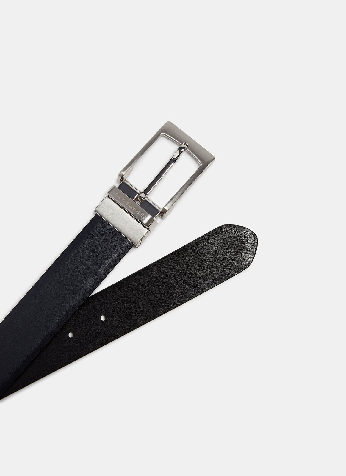 Men Belt | Black/Blue Reversible Bovine Leather Belt by Spanish designer Adolfo Dominguez