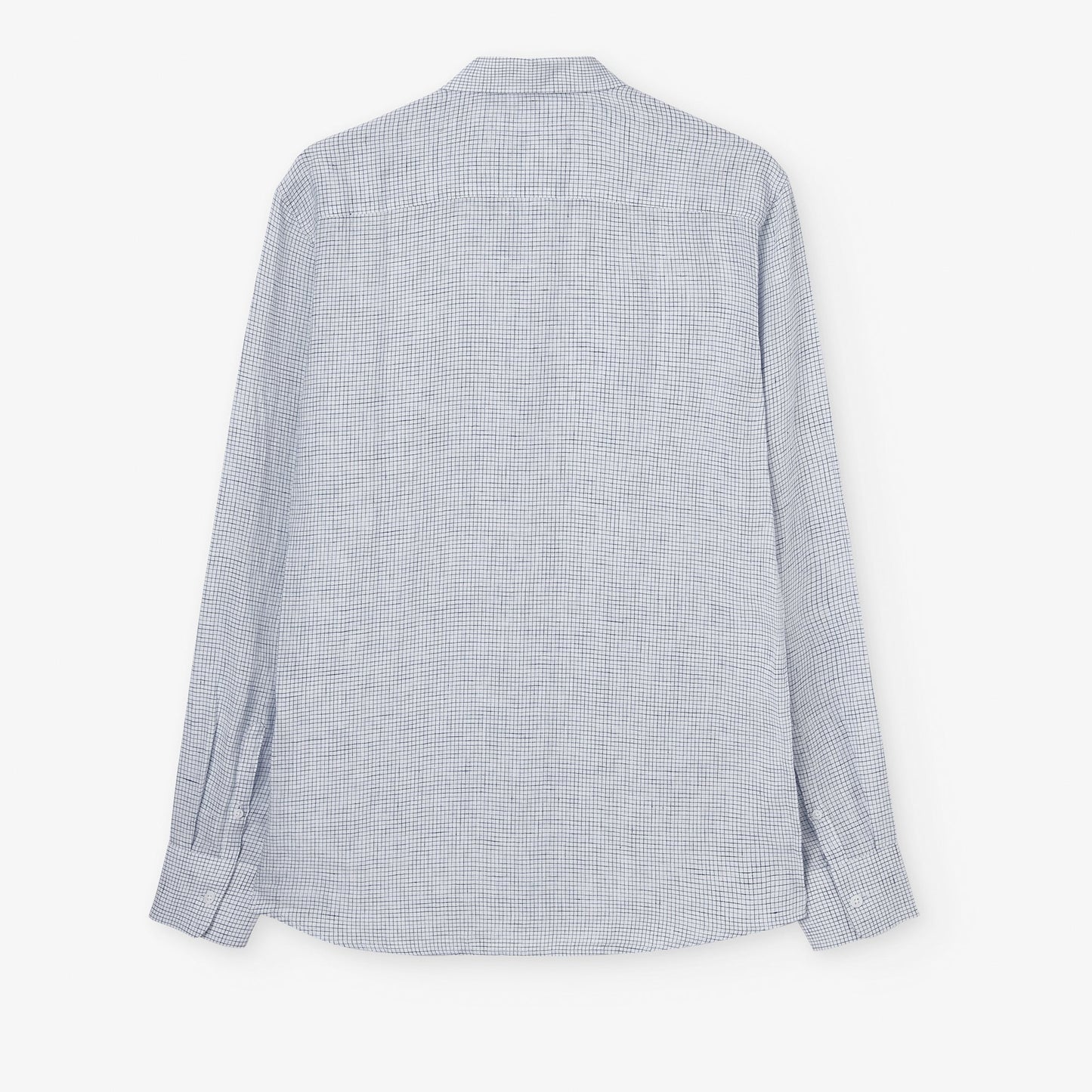 Men Shirt | Blue Check Printed Linen Lapel Collar Shirt by Spanish designer Adolfo Dominguez