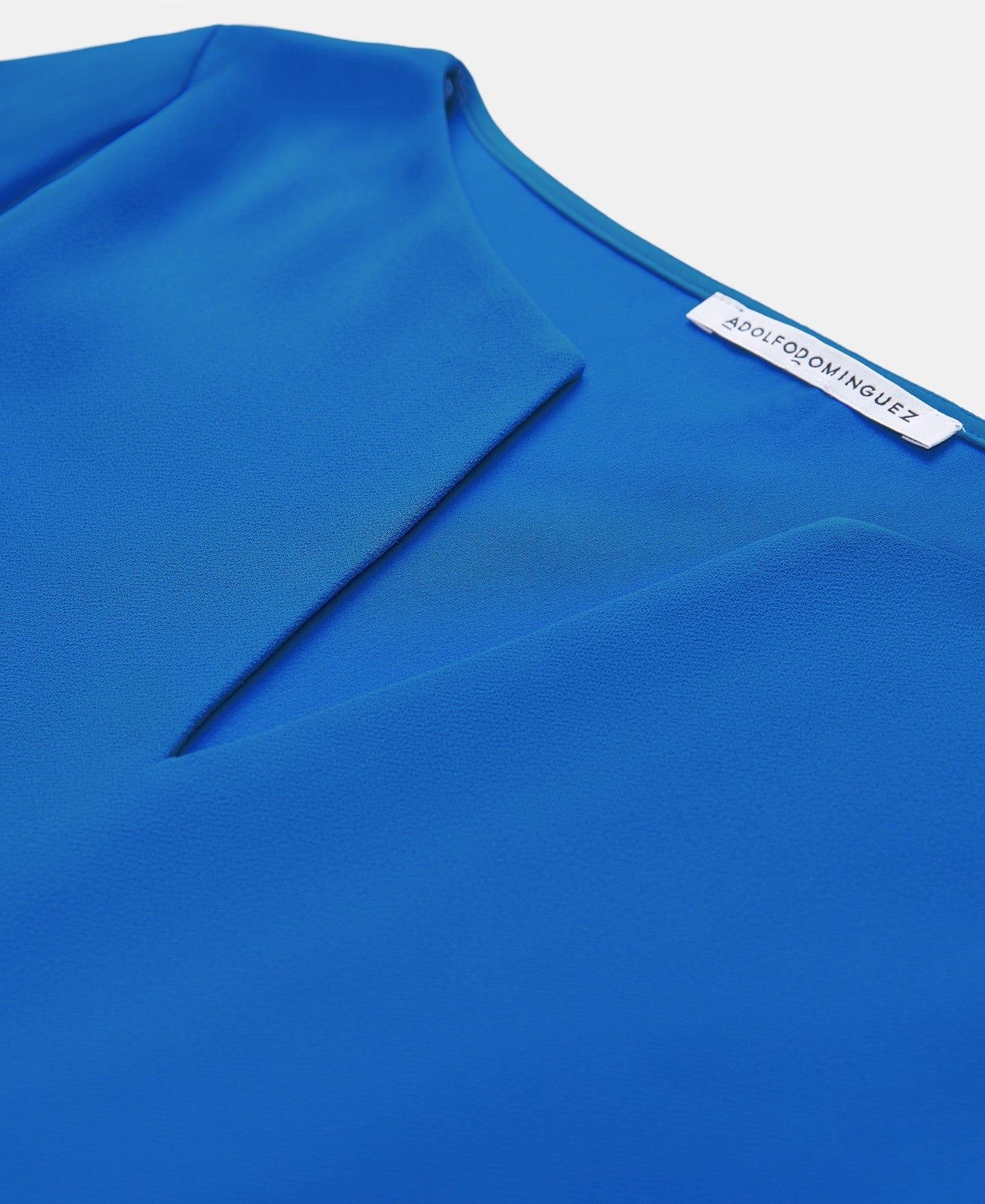 Women Long-Sleeve Shirt | Blue Top With Geometric Neckline by Spanish designer Adolfo Dominguez