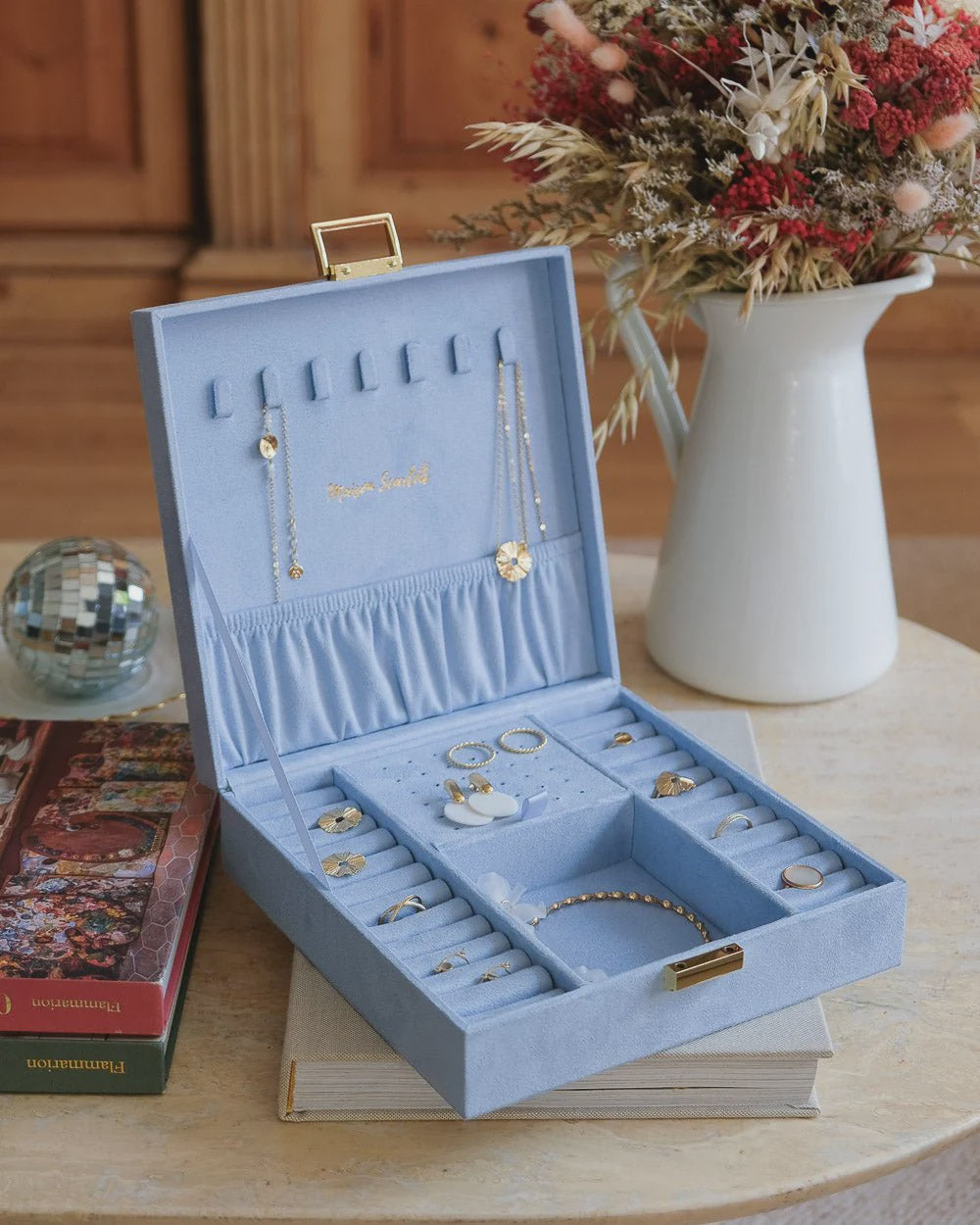 Anne Jewelry Box In Sky Blue Velvet