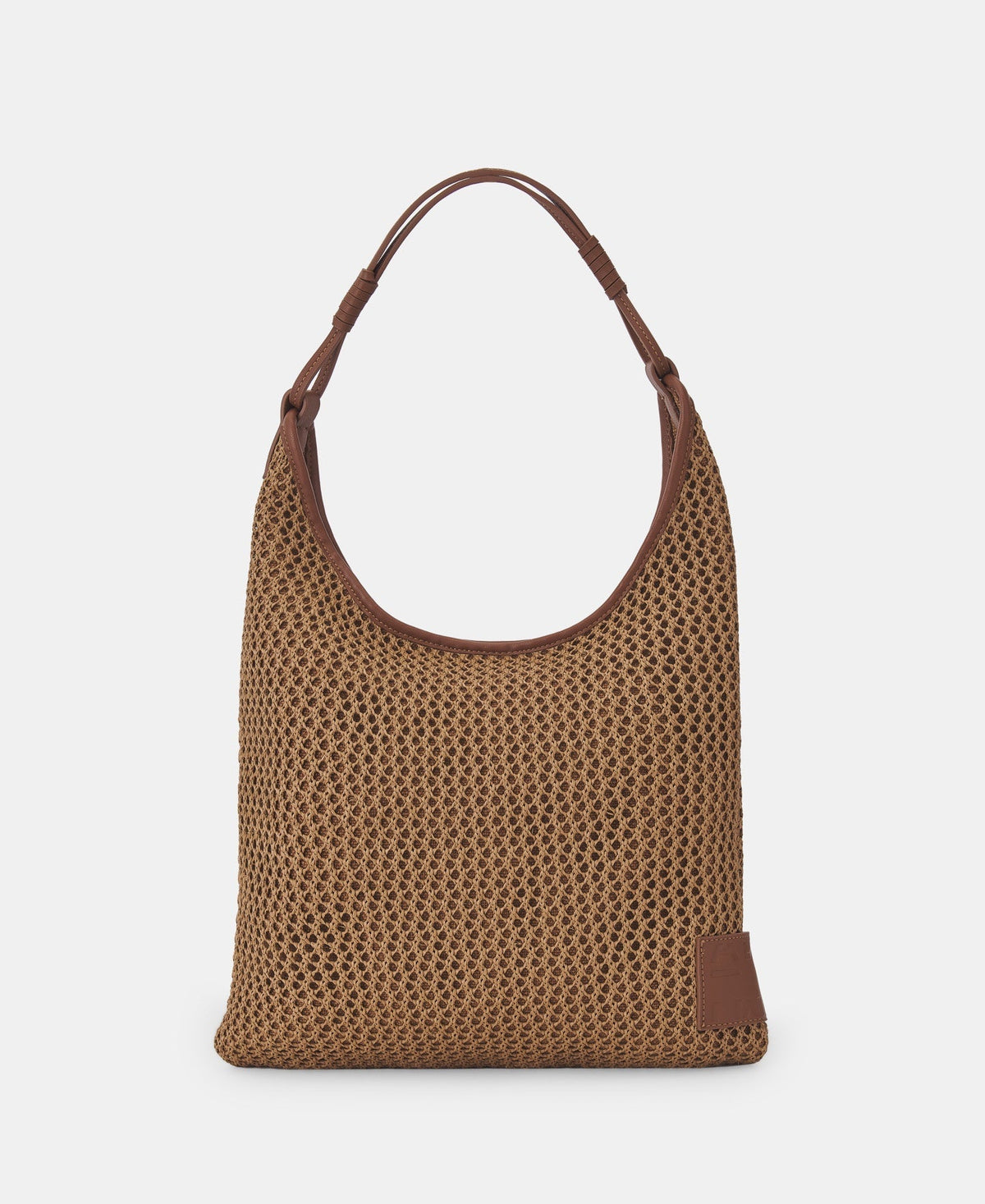 Women Bags | Camel Openwork Raffia Hobo Bag by Spanish designer Adolfo Dominguez