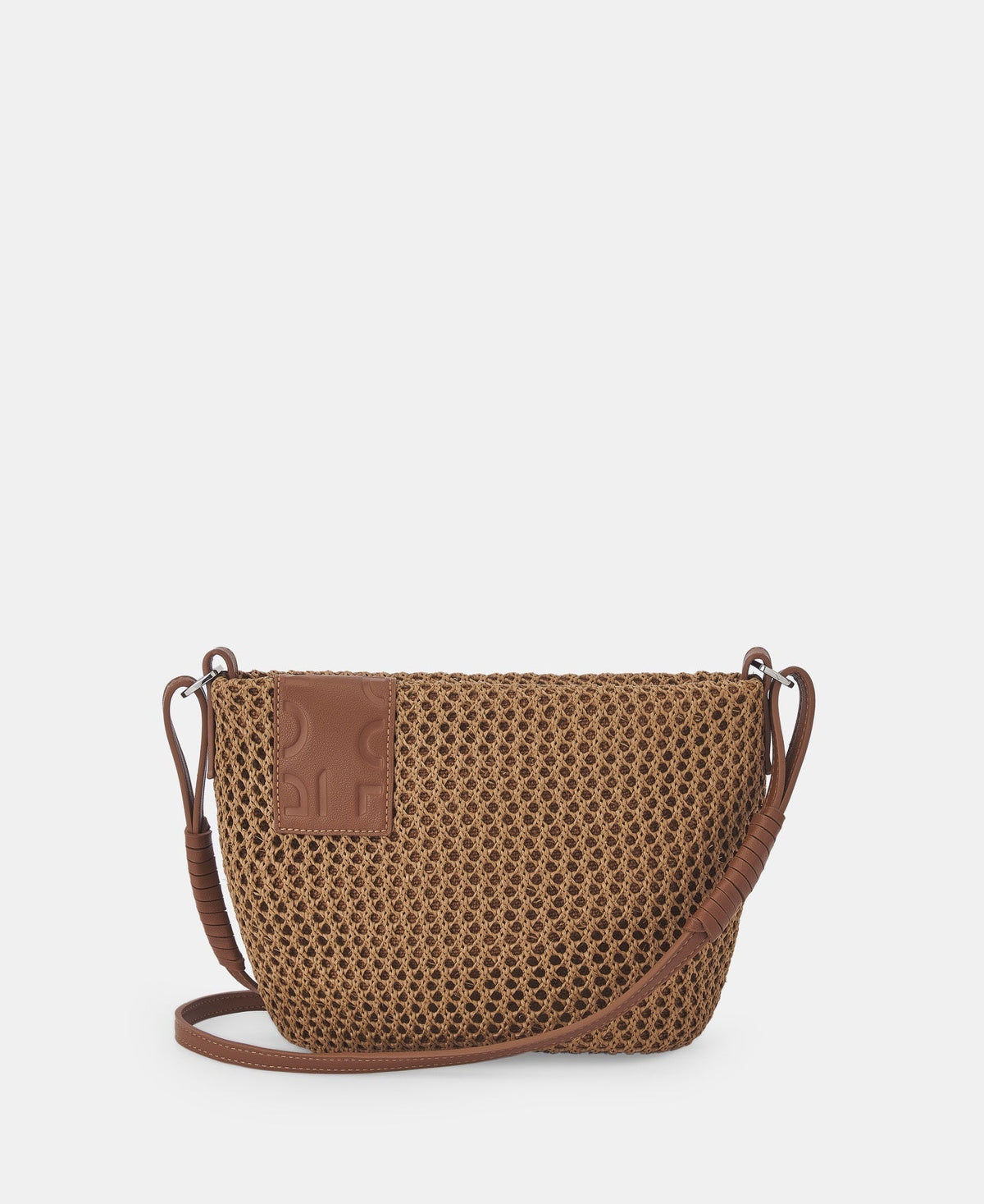 Women Bags | Camel Openwork Raffia Shoulder Bag by Spanish designer Adolfo Dominguez