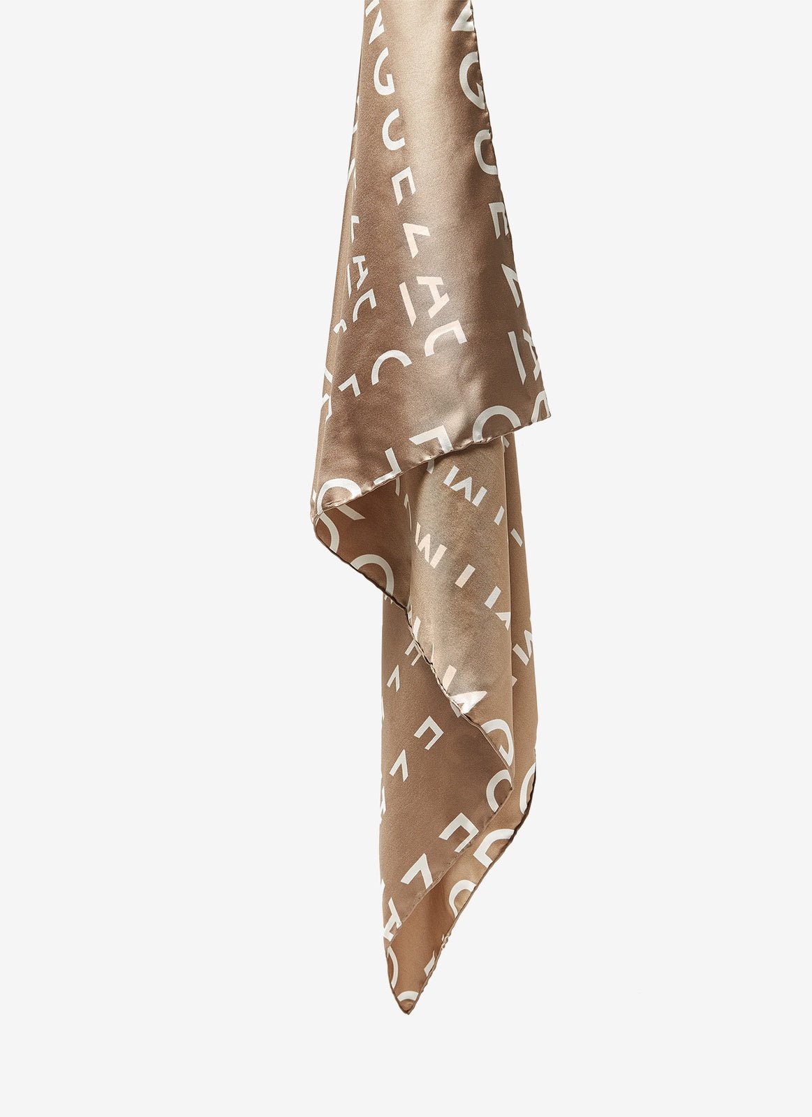 Women Handkerchief | Camel Silk Scarf With Logo by Spanish designer Adolfo Dominguez