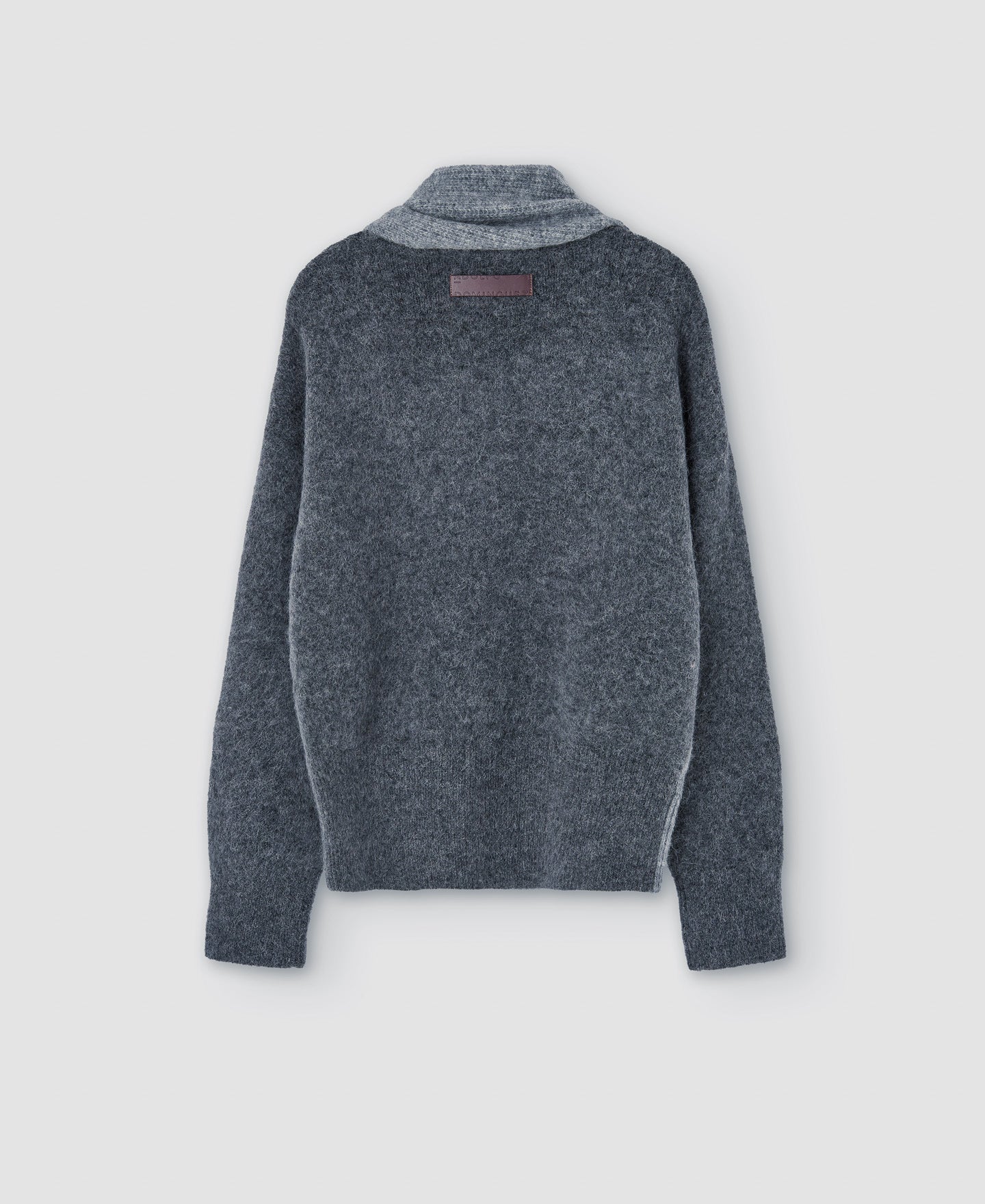 Women Jersey | Charcoal Grey/Ligh Wooll Knitted Scarf Collar Sweater by Spanish designer Adolfo Dominguez